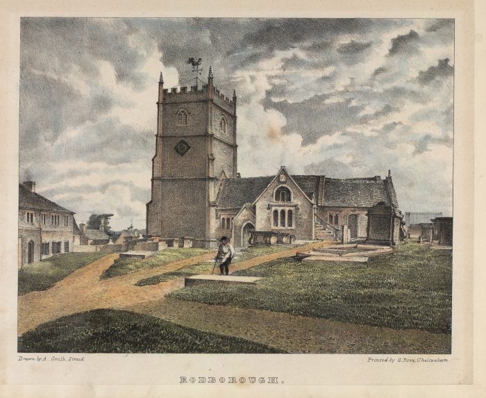 Taken from "Twenty Lithographic Views of Ecclesiastical Edifices in the Borough of Stroud", by Alfred Smith, printed in 1838.